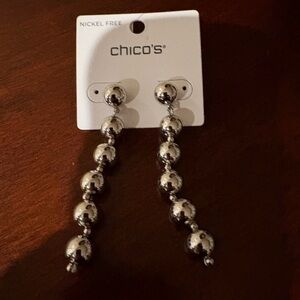 Chico's Elegant Silver Drop Earrings